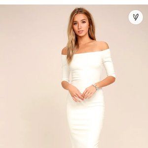 Lulu's girl can't help it ivory off shoulder midi dress